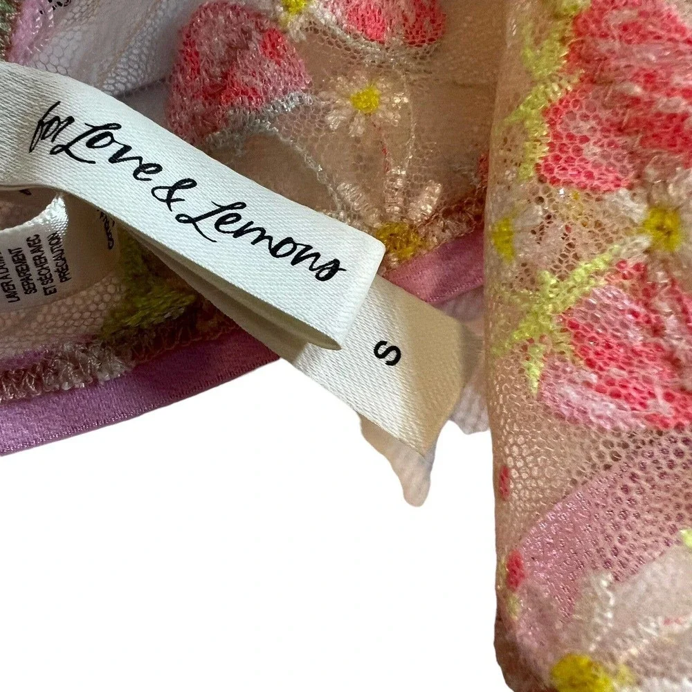 For Love & Lemons Floral Tutti Frutti‎ Shimmer Garter Belt Small New
